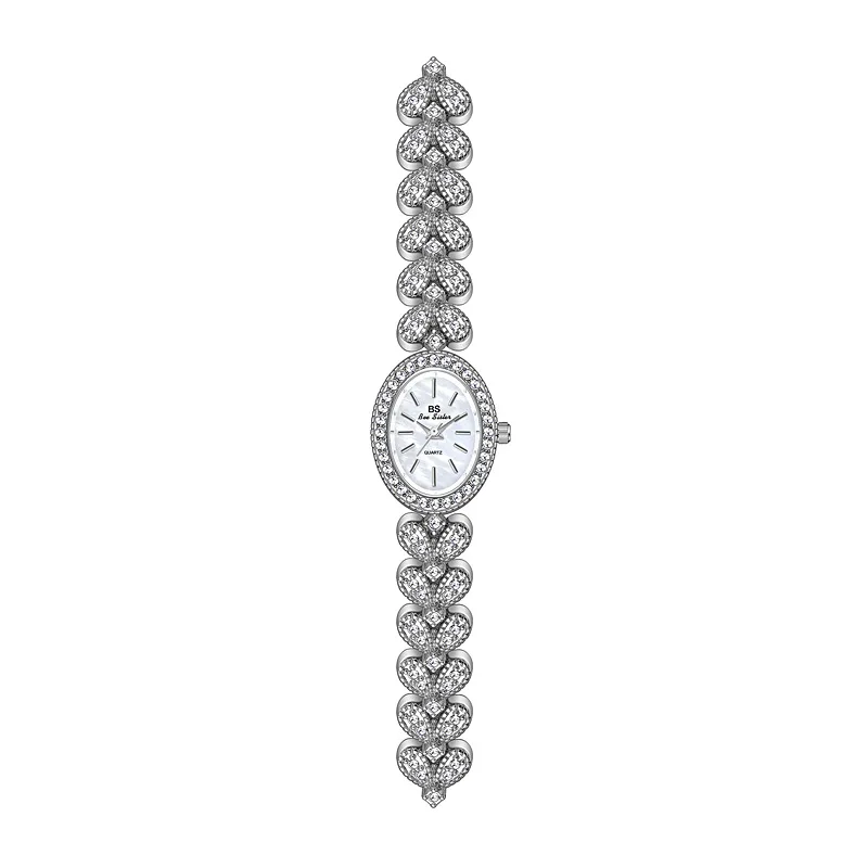 Fashion Brand Diamond Inlaid Vintage Chain Oval Women\'s Watch Gold Silver Heart Strap Waterproof Quartz Watch Montres Femmes