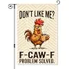 Problem Solved Fun Rooster Garden Flag, Chicken Ranch Sign Yard Décor llz
