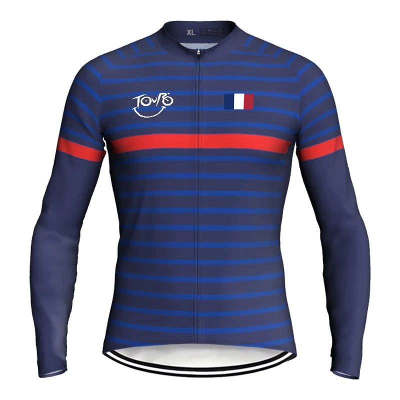 France Men Women Long Cycling Motocross Jersey Shirt Downhil Mountain Bike Coat Sport Clothes Ropa MTB Blue Fashion Energy Shirt