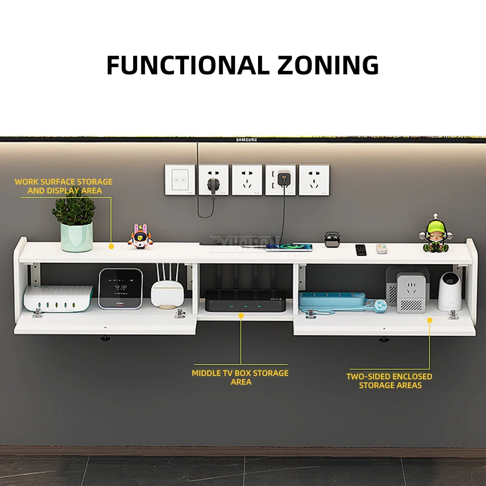 Hanging Small Apartment Modern Minimalist Home Wireless Router Storage Cabinet,Floating Wall Mounted TV Cabinet