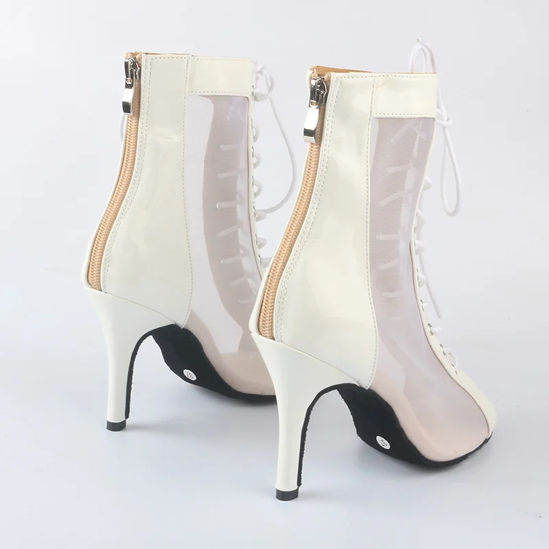 Wedopus Latin Dans Laarzen 8.5CM Hak Suède Zachte Zool Witte Bruiloft Dansen Hakken Laarzen voor Vrouwen Indoor Dansschoenen Salsa