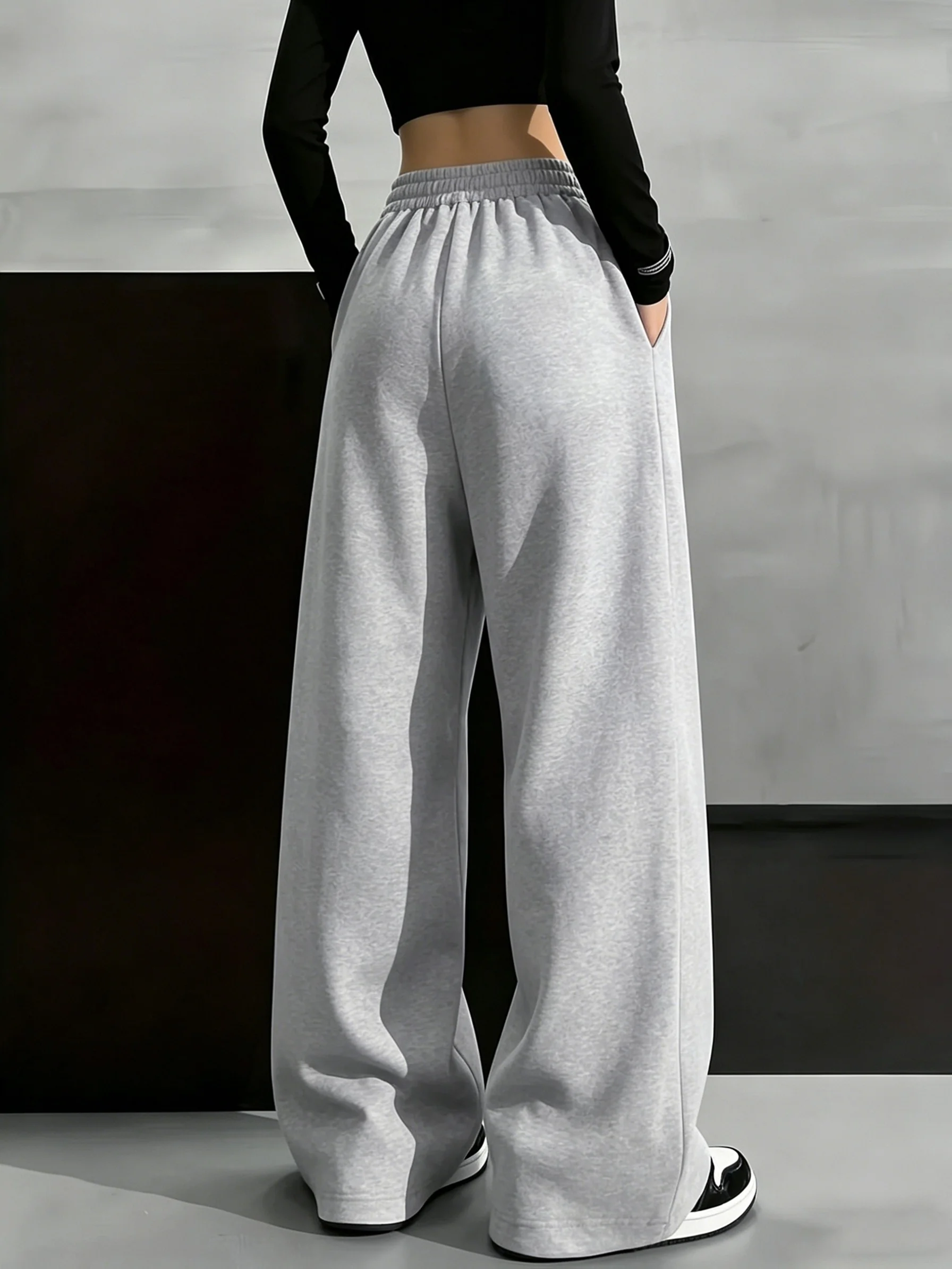 Women's Dragon  Print Fleece Sweatpants for Autumn and Winter Warm Casual Loose Stylish and Versatile Streetwear Trendy