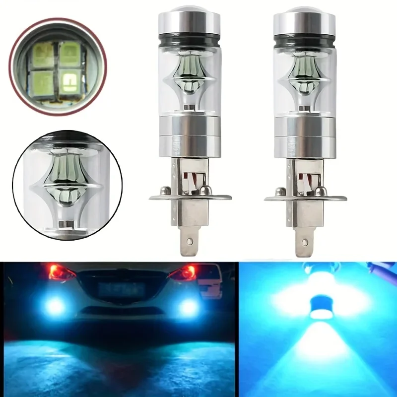 

2PCS H1 20SMD 100wLED Fog Light Bulbs for High And Low Beam, 6000K White 3000K Yellow 8000K Ice Available in Suitable for 12-24V