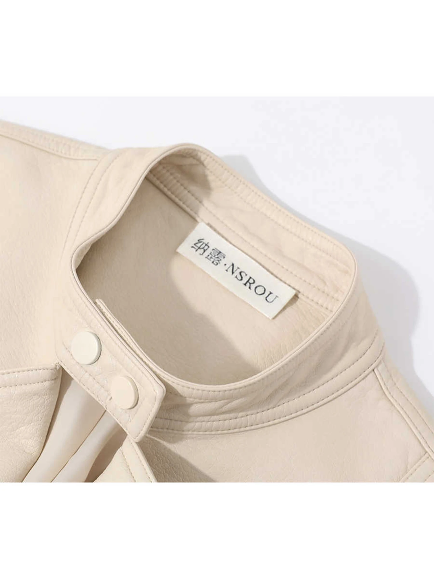 Veste de moto en cuir PU abricot pour femme, manteau court, Vintage Mustang, Streetwear, vêtements d'extérieur amples, vêtements d'automne des années 2000