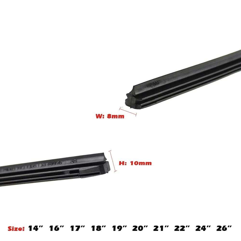 Escobillas de limpiaparabrisas para coche, tira de goma (repuesto) de 8mm, accesorios suaves de 14, 16, 17, 18, 19, 20, 21, 22, 24, 26 y 28