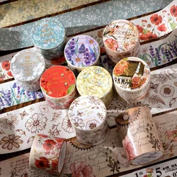 Flower Wonderland Series Masking Washi Tape Retro Floral Watercolor Decorative Adhesive Material Sticker Label Scrapbooking