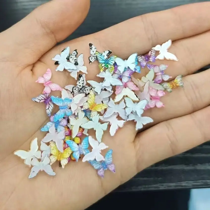 

50 mixed colorful butterfly nail decoration ornaments