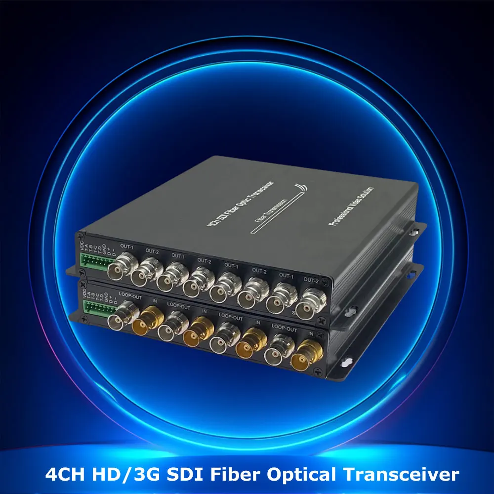 

4CH HD/3G-SDI Fiber Optical Transceiver With Loop Output Record RS485 SM HD/3G-SDI Over Single Fiber Converter Optical Extender