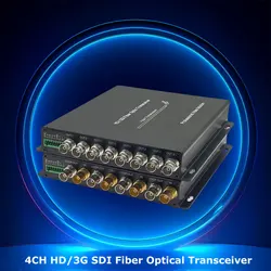 4CH HD/3G-SDI Fiber Optical Transceiver With Loop Output Record RS485 SM HD/3G-SDI Over Single Fiber Converter Optical Extender