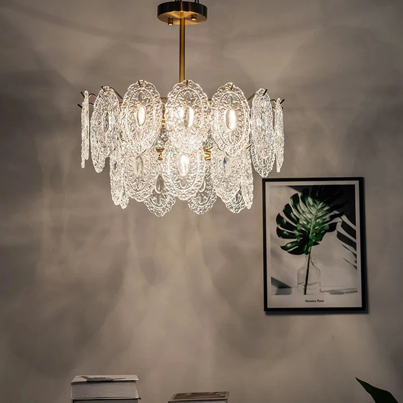 الحديثة الفرنسية الفاخرة كريستال زجاج قلادة Led ضوء مطعم أمريكي الرجعية غرفة المعيشة ضوء غرفة نوم الديكور الخفيفة