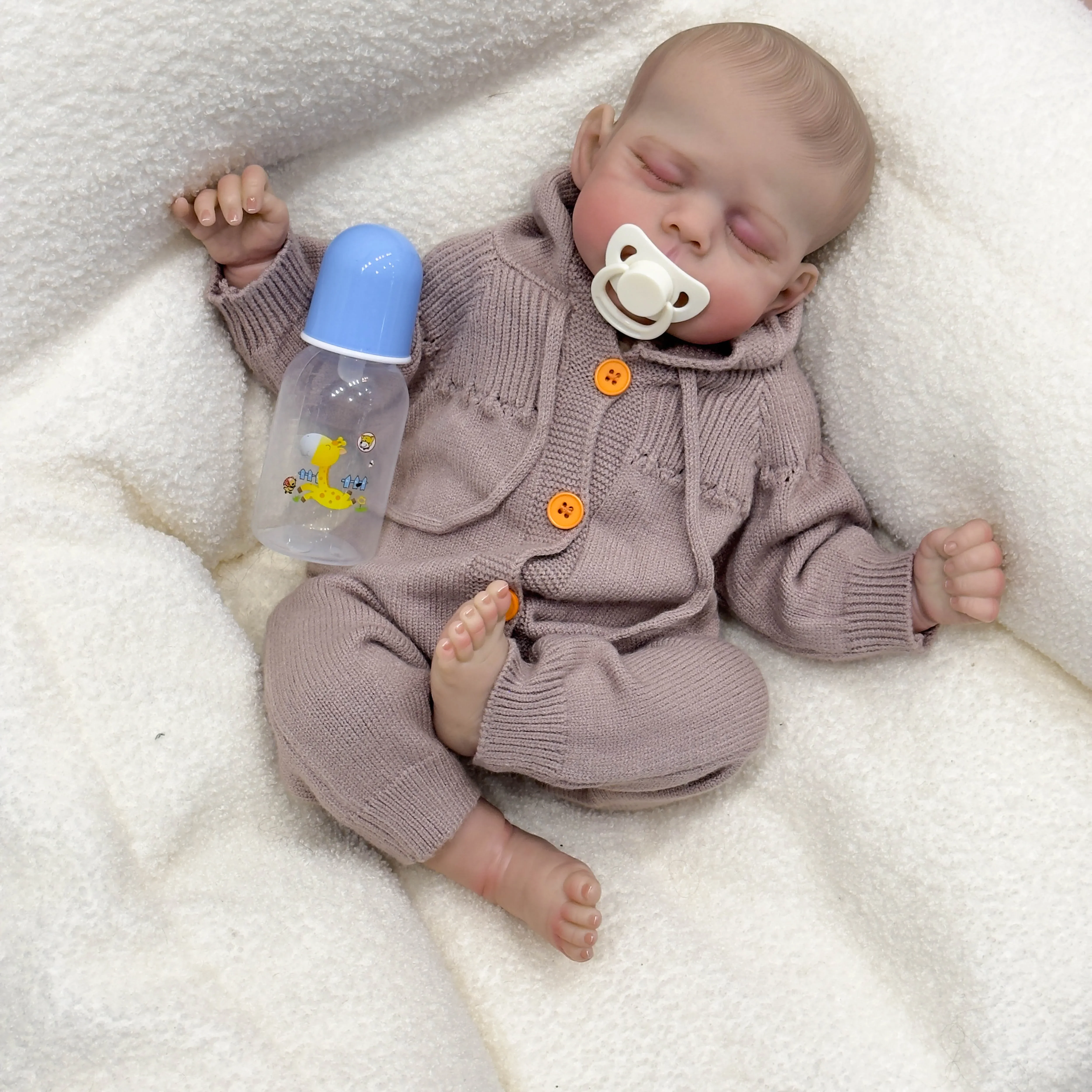 NPK 19inch Newborn Baby Erica Soft Body Reborn Doll Lifelike Soft Touch Cuddly Baby Multiple Layers Painting 3D Skin