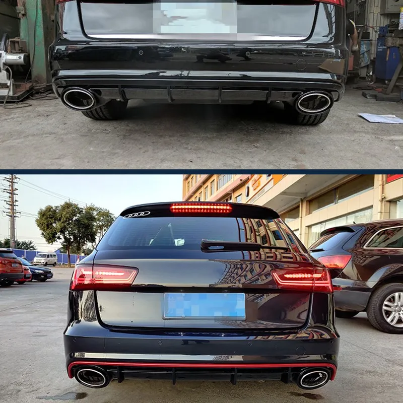 Car Bumper Lip Diffuser Exhaust For Audi A6 C7 Sline 2016 2017 2018 Upgrade Audi RS6 Style Rear Diffuse Pipe Tip