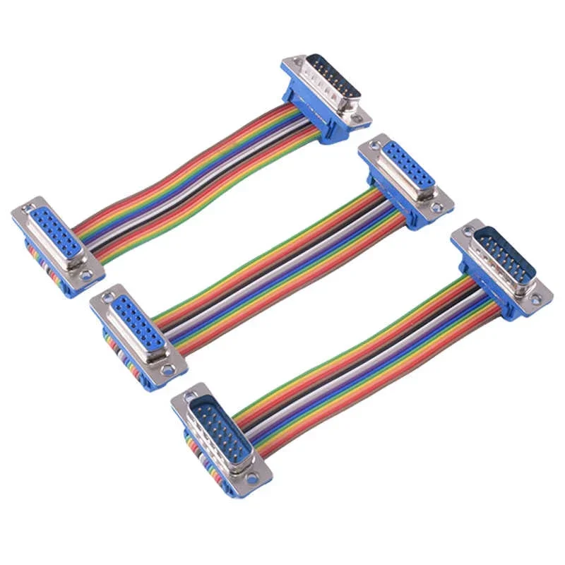 DIDC DB9 DB15 DB25 DB37 Ribbon Cable Connector Connection Line D-SUB RS-232 DR/DB 9/15/25/37 Pin Male to Female Extension Wire