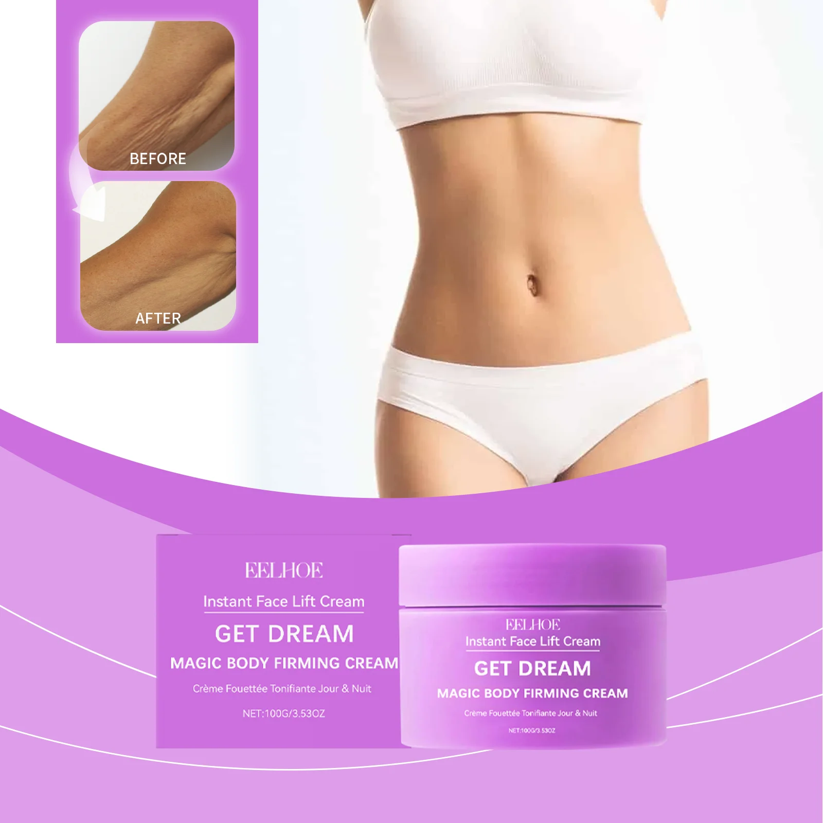 

EELHOE Body Cream for Face&Skin Care Hyaluronic Acid Moisturizing Lotion Hydrating Daily Cream Non-Greasy Nourishing Smoothing