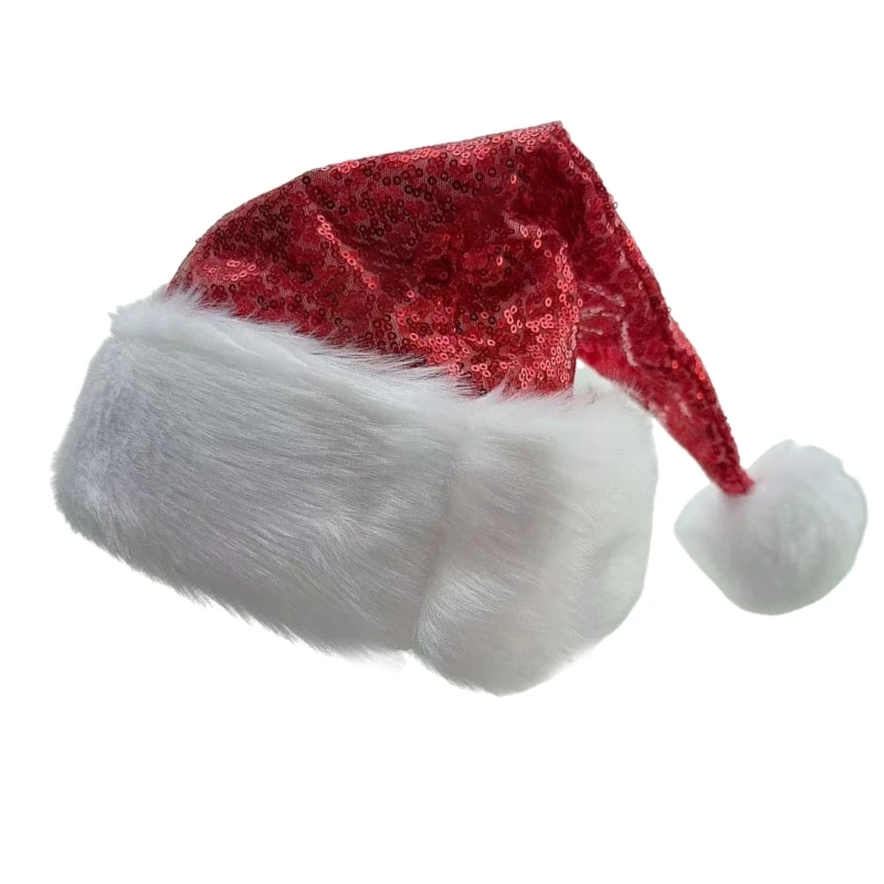 Sparkling Sequins Santa Costume Hat Sequins Christmas Party Hat Christmas Decoration Hat for Women Men Christmas Party