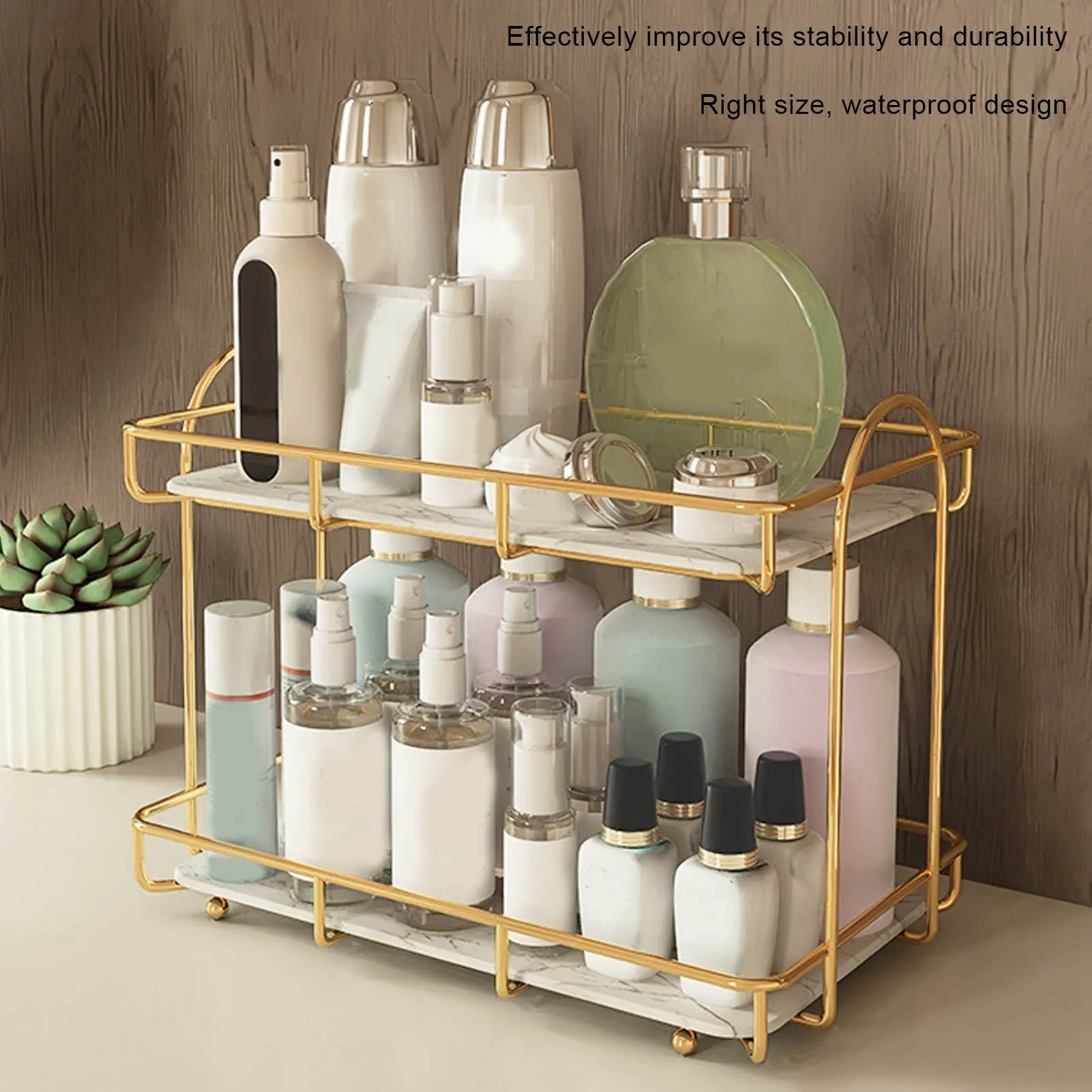 Bathroom Shelf Gold White 2 Tier Shampoo Storage Rack Anti Slip Makeup Shelf Shower Corner Shelves Bathroom Organizer Accessory