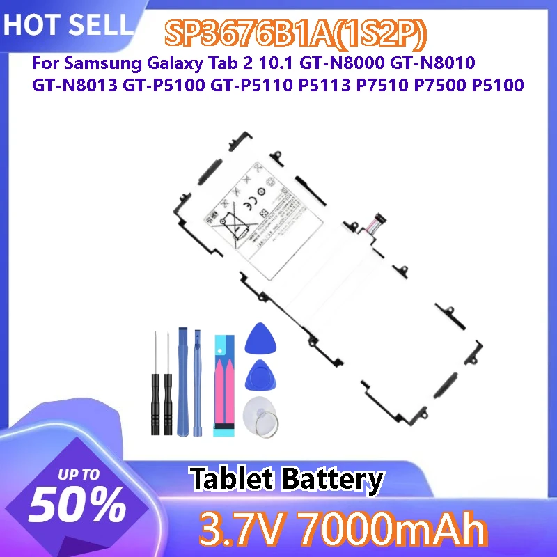

SP3676B1A(1S2P) Battery for Samsung Galaxy Tab 2 10.1 GT-N8000 GT-P5110 GT-N8010 GT-N8013 P7500 P5113 High Quality 3.7V 7000mAh