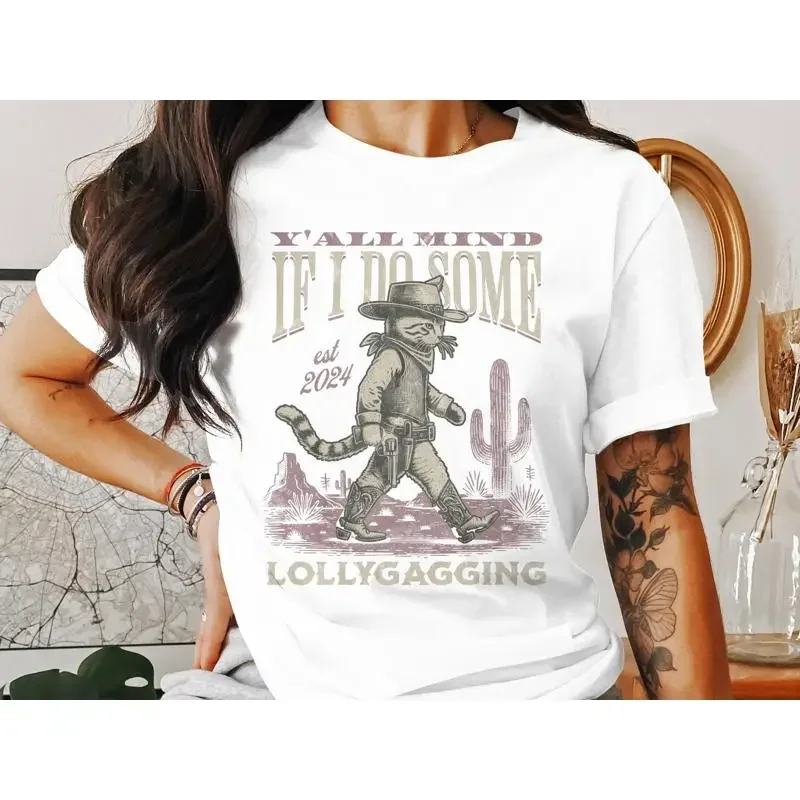 Y'All Mind If I Do Some Lollygagging T Shirt Funny Frog Cute Lovers Retro Farmer Women Clothing