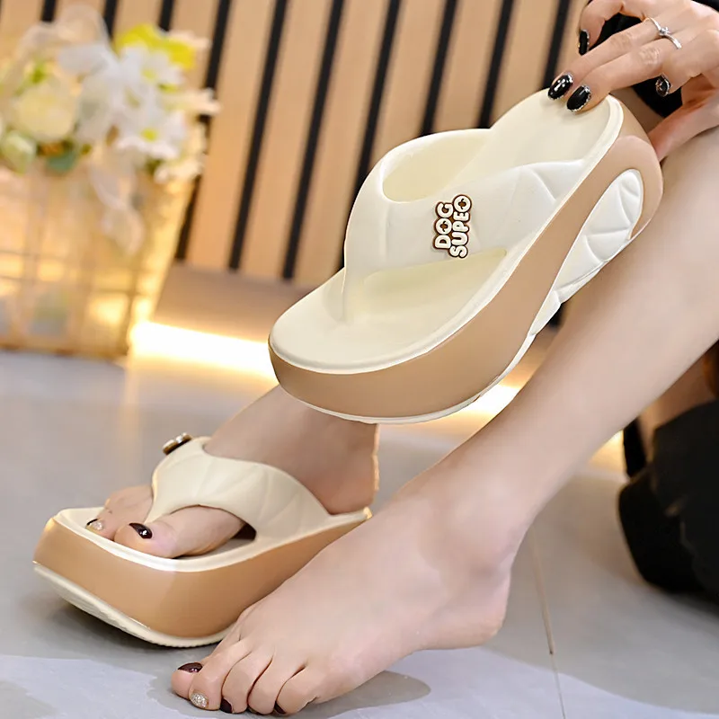 Ladies Platform Chunky Flip-flops 2025 New High Heels Elevator Shoes Girls Summer Beach Slides Woman Wedges Flip Flop image 6
