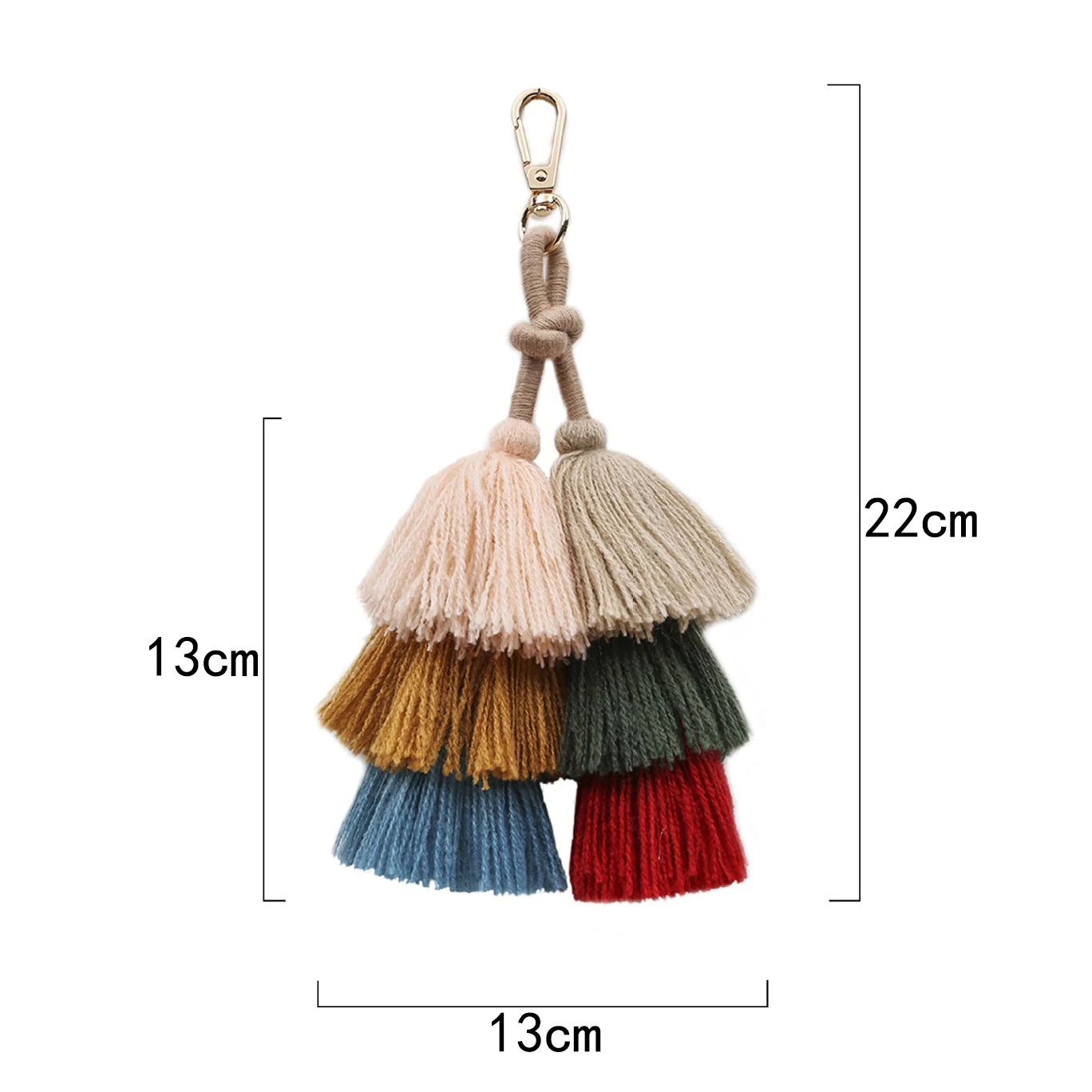 2 Pack Colorful Boho Pom Pom Tassel Bag Charm Keychain, Handmade Car Key Chain Key Ring Pendant for Purse Handbag Decor