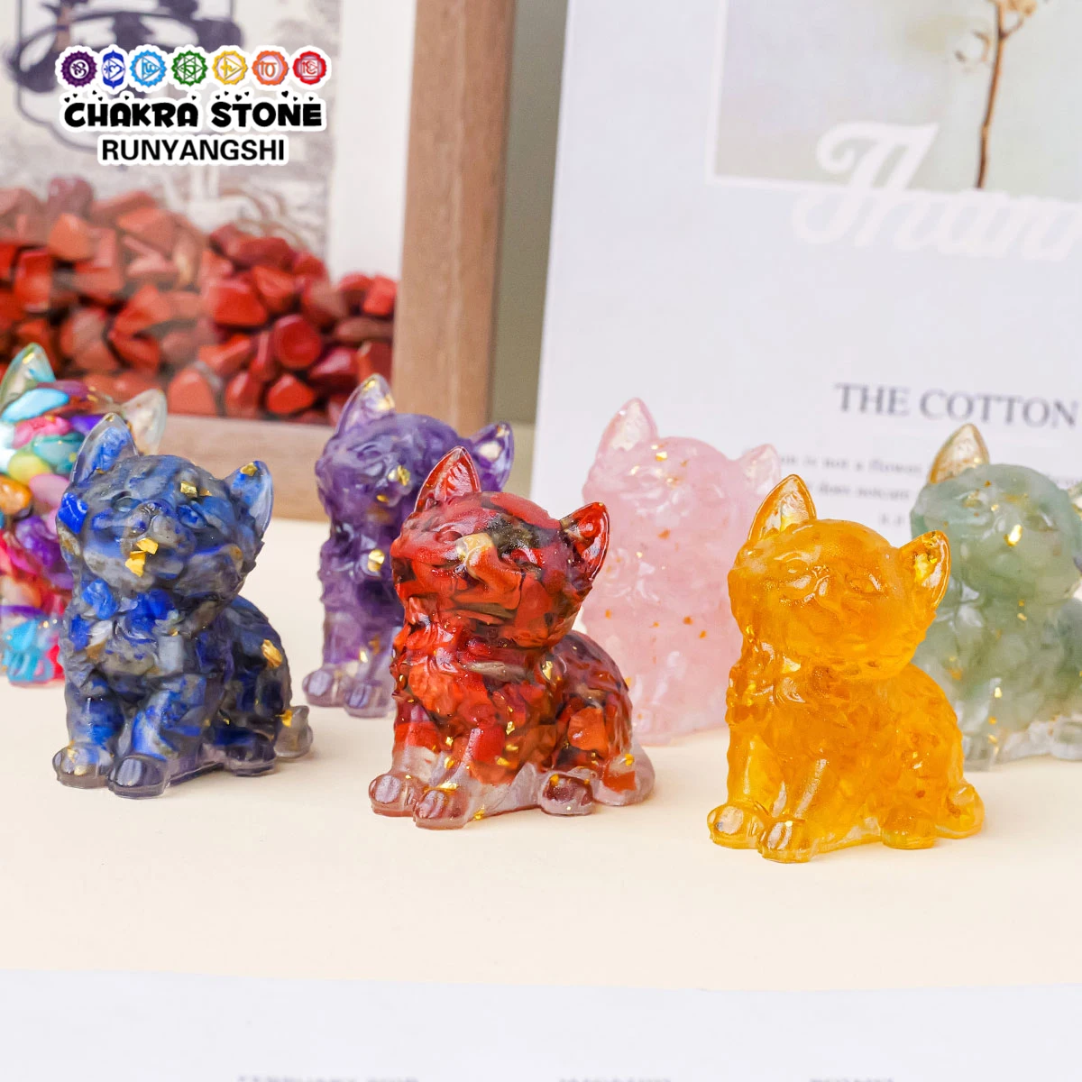 Macadán de resina de cristal Natural, gato de pie, decoración bonita de dibujos animados, decoración del hogar, bruja, energía mágica, regalo de vacaciones, 1 ud.