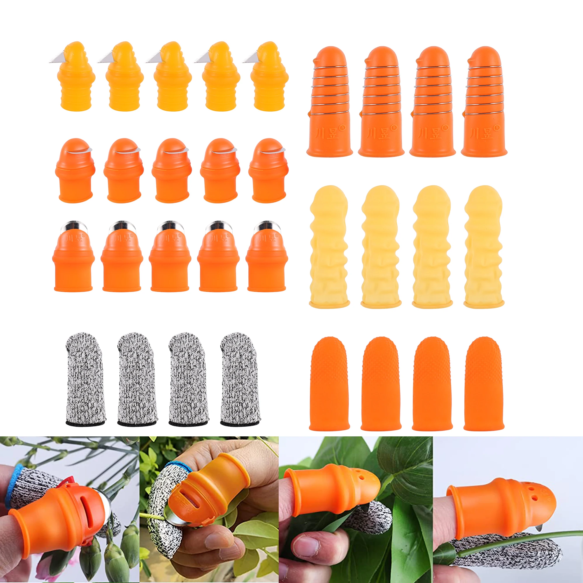 2pcs Gardening Silicone Thumb Knife Gardening Tools Pruning Shears Plant Vegetable Separator Vegetable Fruit Picking Knife