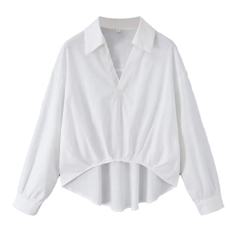 Maxdutti Minimalist Fashionable Versatile British Style Puffy Hem Long Sleeved Shirt Women's Blouses And Shirt Woman Clothing