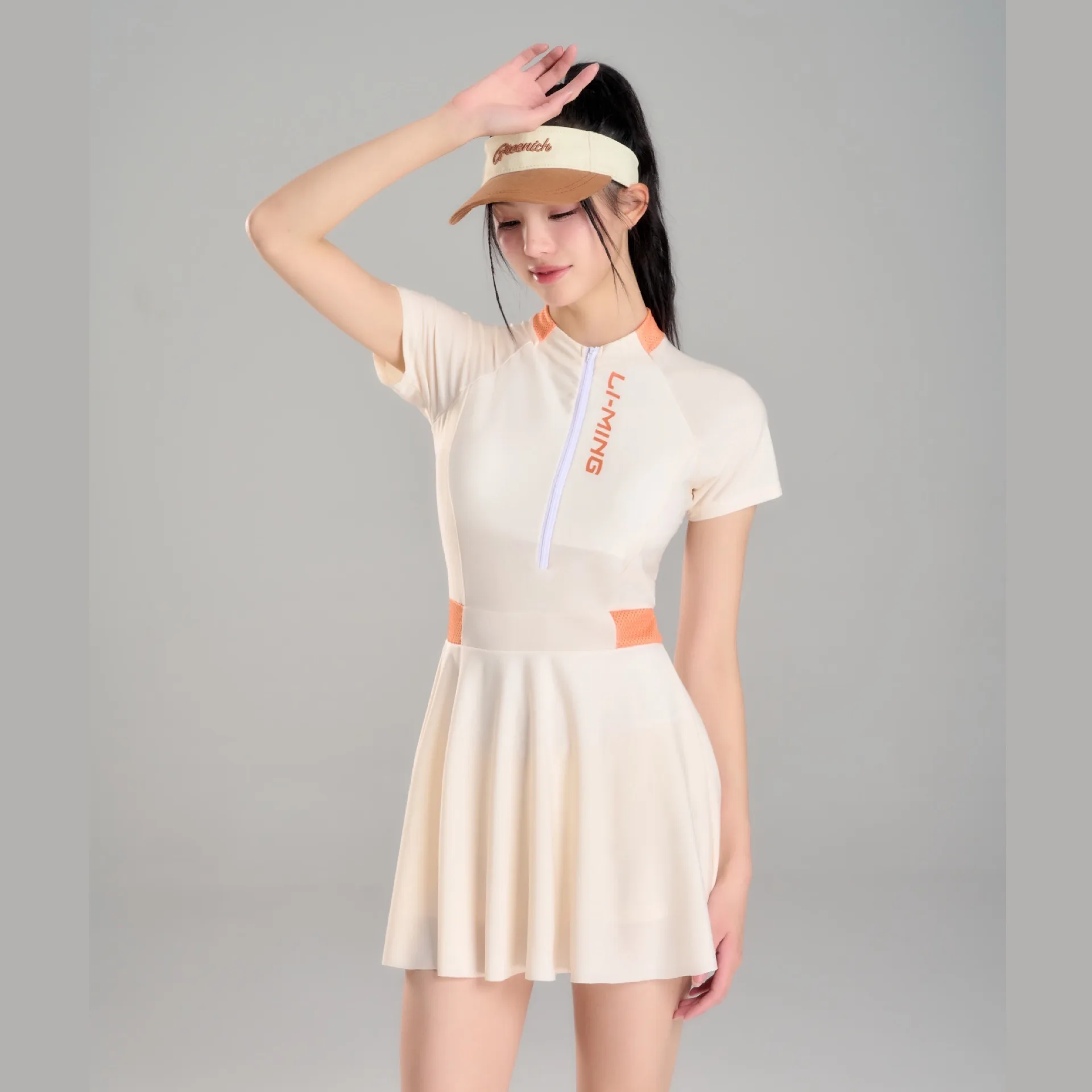 Traje de baño deportivo para mujer, novedad de 2025, falda de una pieza, cubierta conservadora de carne y traje de baño fino de aguas termales para chica estudiante