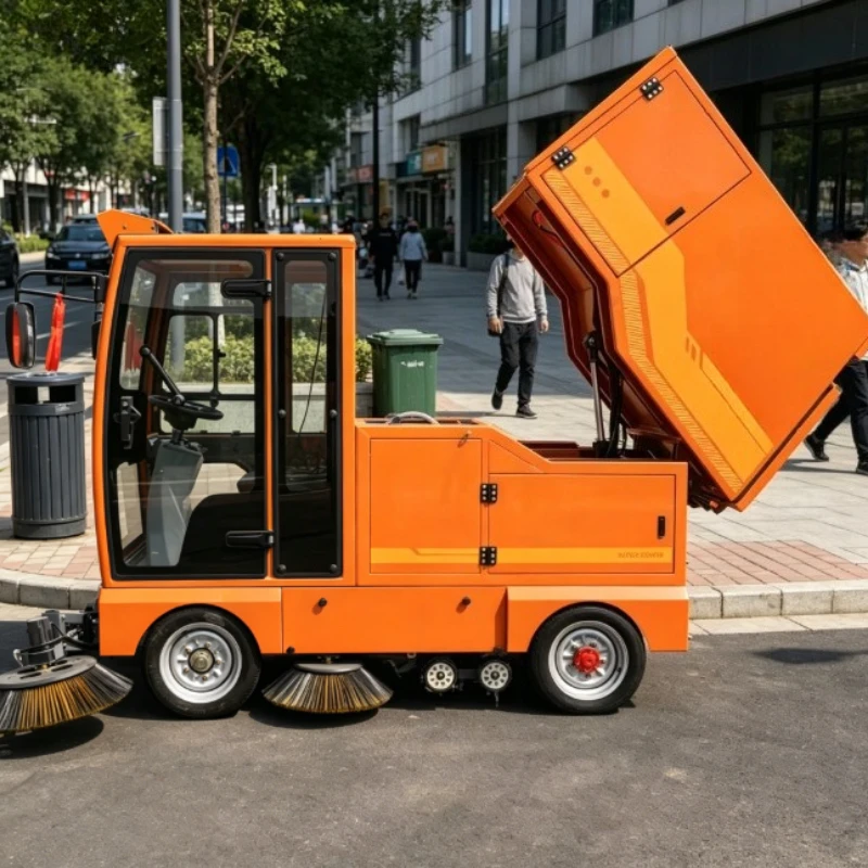 Electric Road Sweeper Light Weight Frame Road Sweeper For Small Commercial Plaza Pavement Paper Sand Garbage Removal
