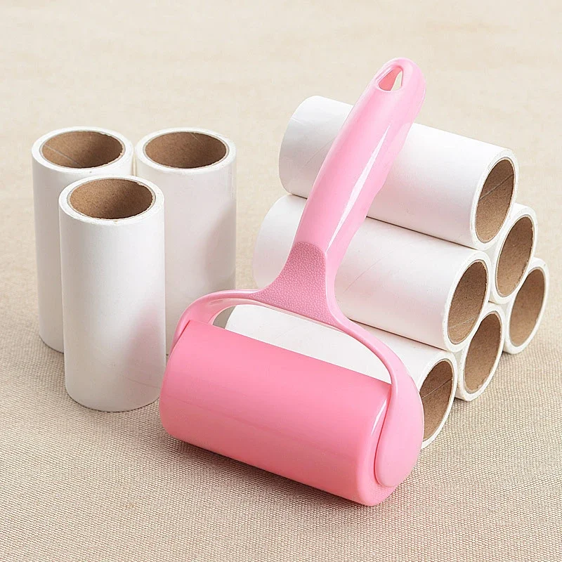 Tearable Roll Paper Sticky Roller Dust Wiper Pet Hair Clothes Carpet Tousle Remover Portable Replaceable Cleaning Brush Tool