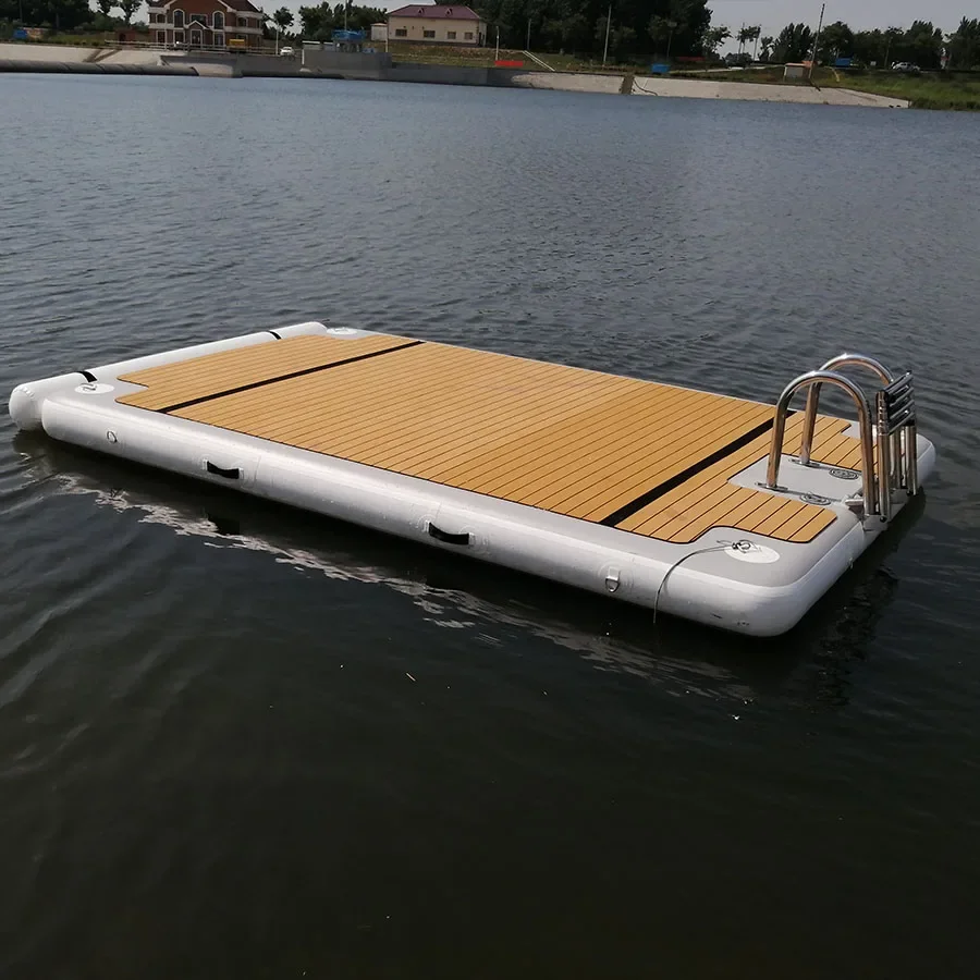 

Inflatable Leisure Boat Floating Sea Dock Island With Drop Stitch Material For Water Sports