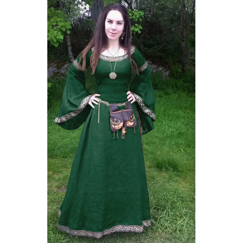 Medieval gótico cosplay trajes para o dia das bruxas carnaval festa desempenho manga longa idade média vestidos renascentistas