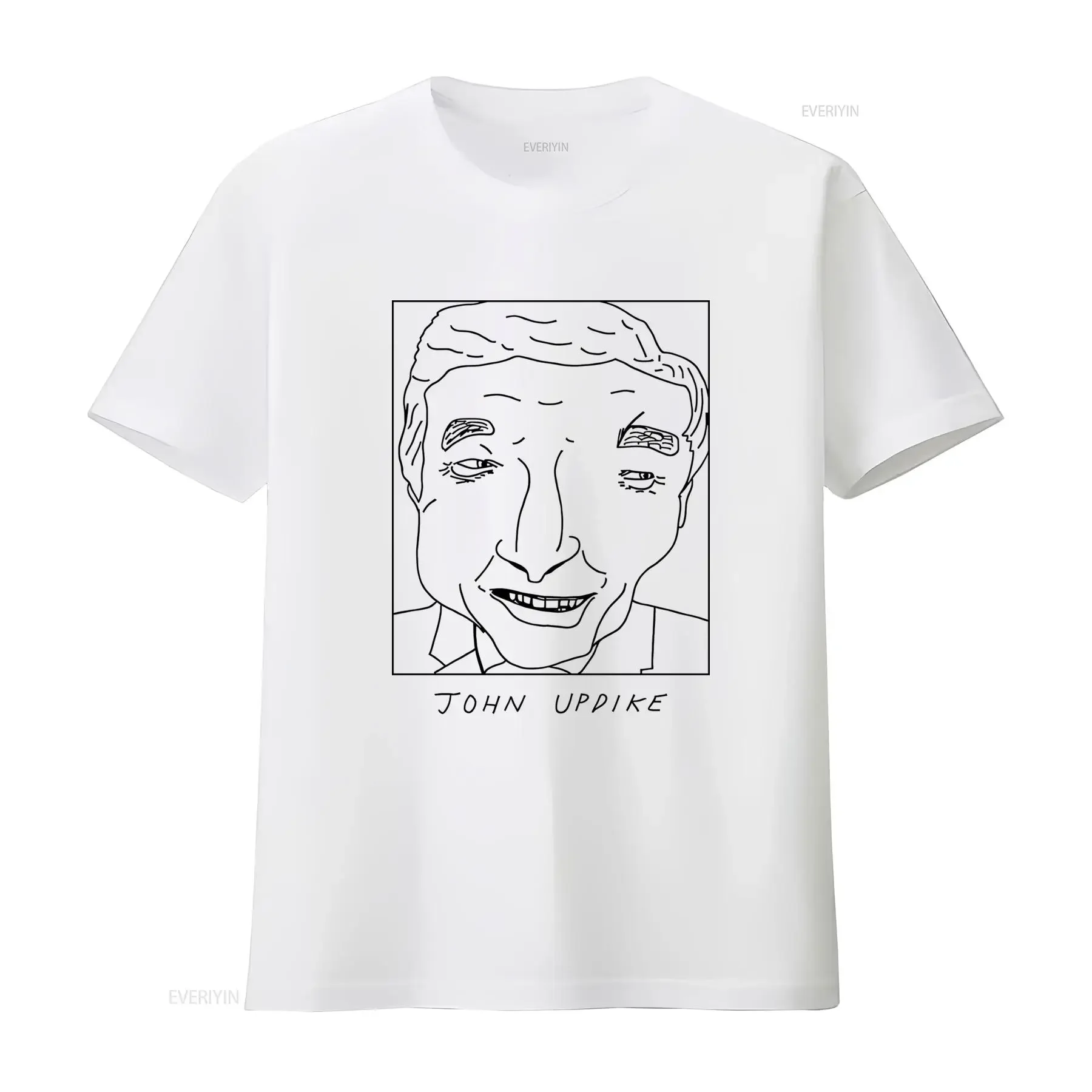 Футболка Badly Drawn Authors John Updike с бесплатной доставкой по всему миру, винтажная, с эффектом потертости, модная, дизайнерская одежда для мужчин