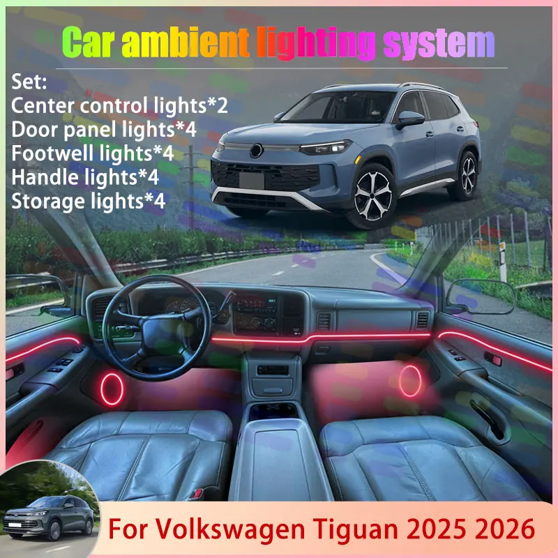ل Volkswagen Tiguan MK3 3th 3rd CT1 2025 2026 2/18 في 1 سيارة مصباح لتهيئة الجو مصباح RGB الظل فرقة غاسل جو مجموعة #1
