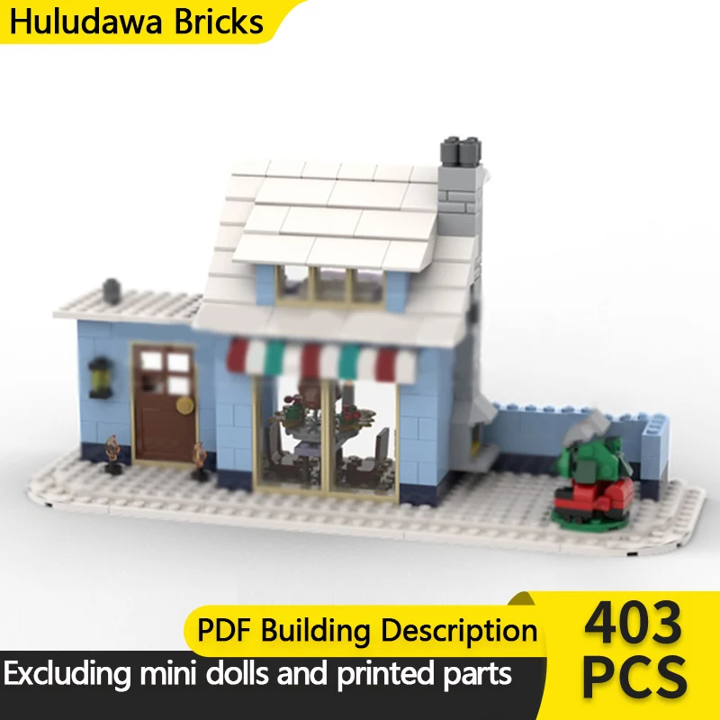 City Street View Model MOC Building Bricks Winter Mountain Villa Modular Technology Children Holiday Gifts Assemble Toys Suit