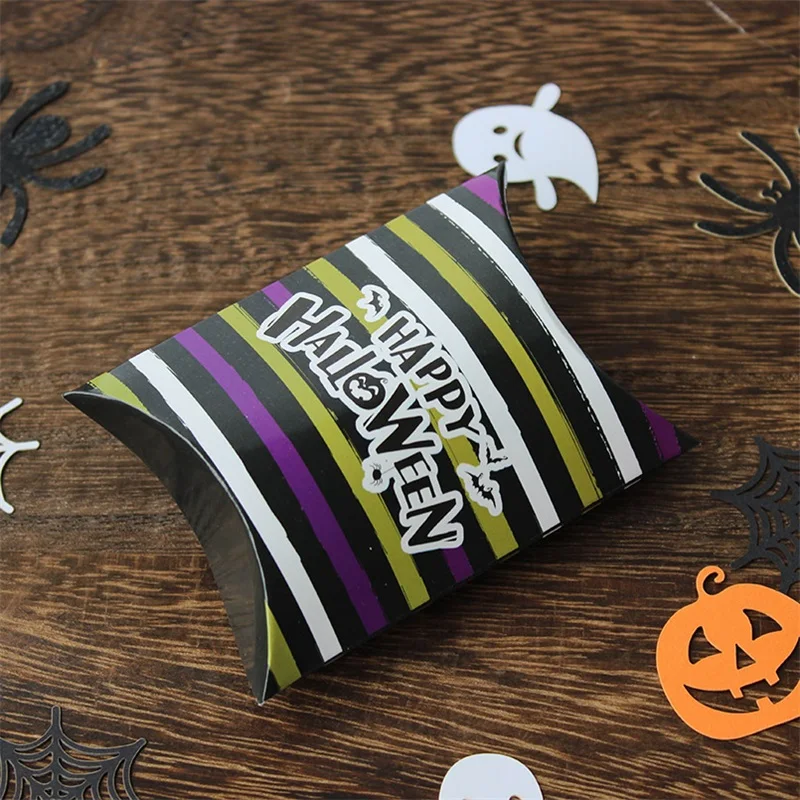 10 Stück Halloween-Kissenförmige Süßigkeitenbox Geschenkbox, Halloween-Kürbis-Geister-Hexen-Geschenkbox – Detail 4
