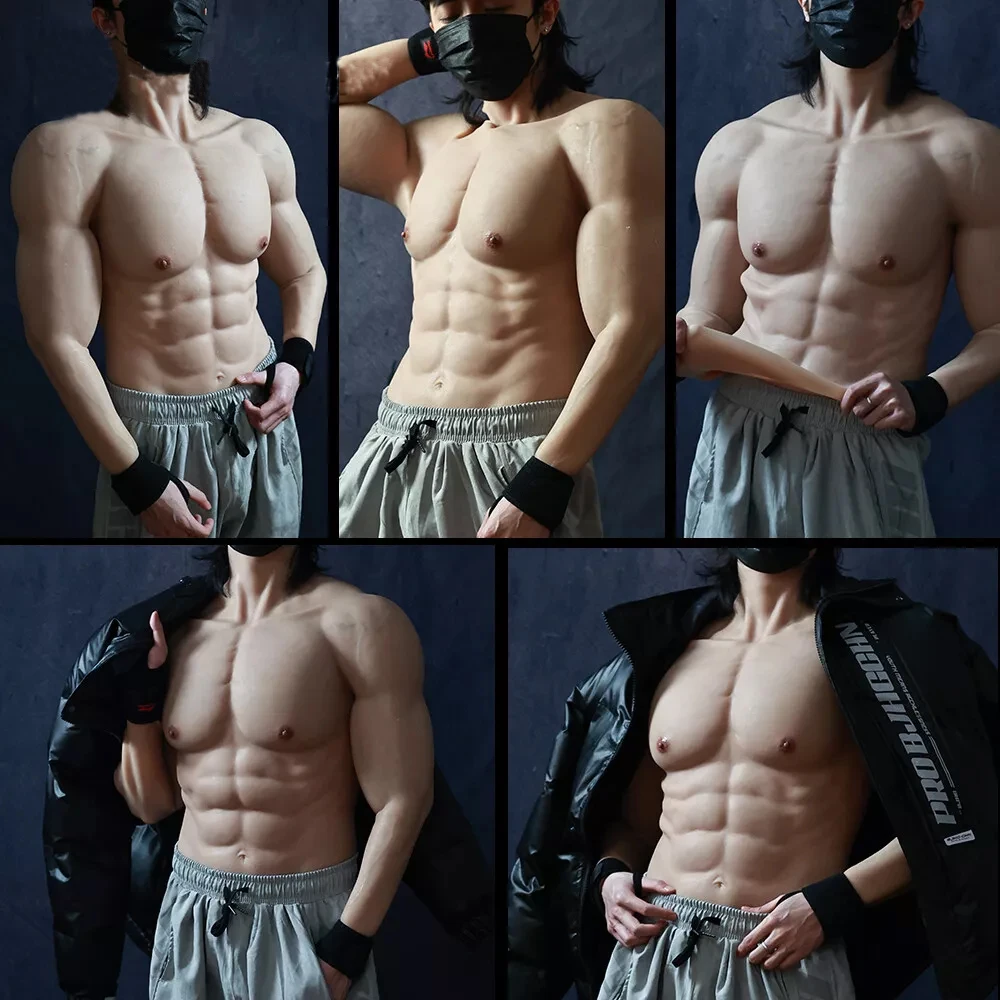 Fake Muscle Silicone Soft Muscle Suit Chest Plate Simulation Skin Breast Form Cosplay Party