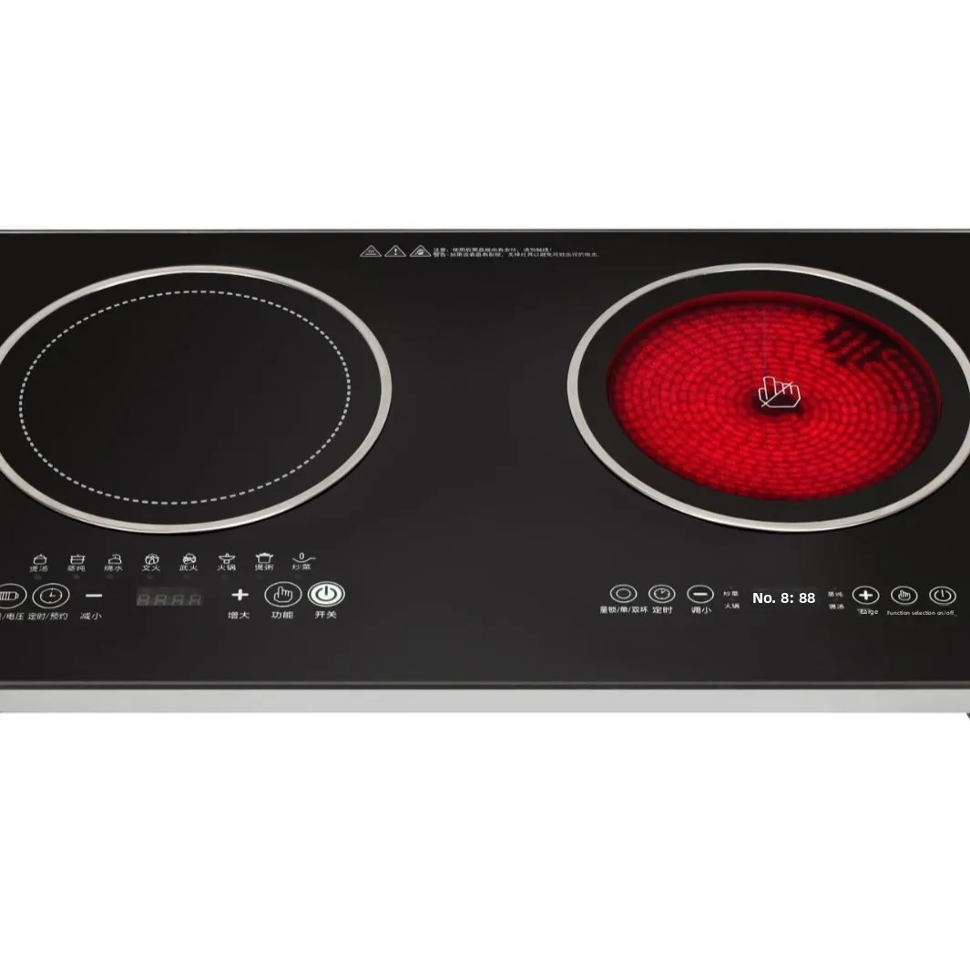 Induction Cooker Electric Ceramic Cooker One Electric One Ceramic Double Cooker Embedded Desktop Household Commercial Binocular