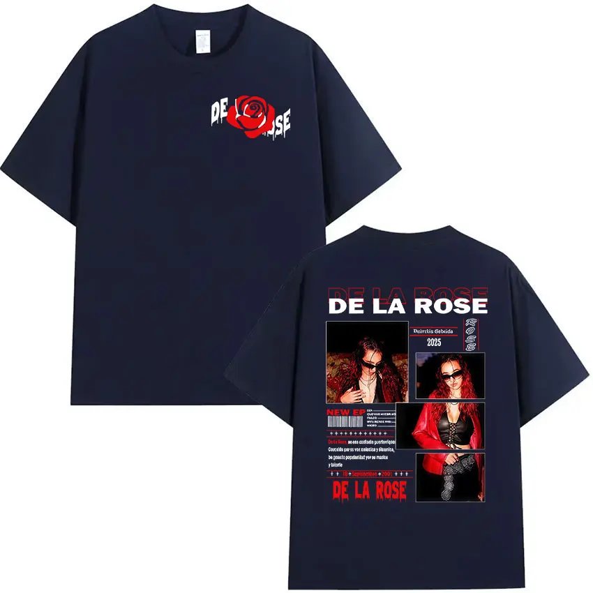Singer De La Rose Tour Album Graphic T-shirt Mens Women Fashion Harajuku Short Sleeve T-shirts Vintage Oversized Cotton T Shirts