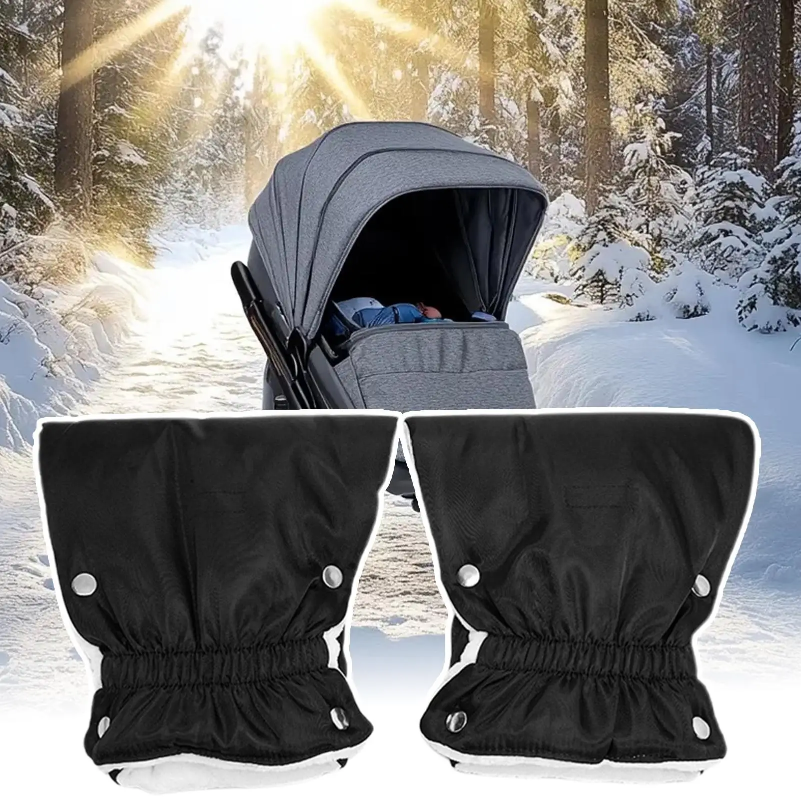 

Winter Gloves For Stroller Winter Stroller Gloves Waterproof Mittens Thick Muffs For Shopping Daily Walking Outdoor Travel Trips