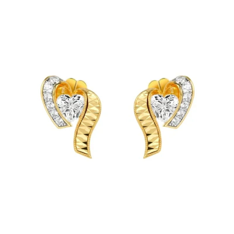 

BELLUX 925 Silver Synthetic Zircon Earrings with Gold Silver Full Diamond Hollow Peach Heart Luxury Versatile Earrings
