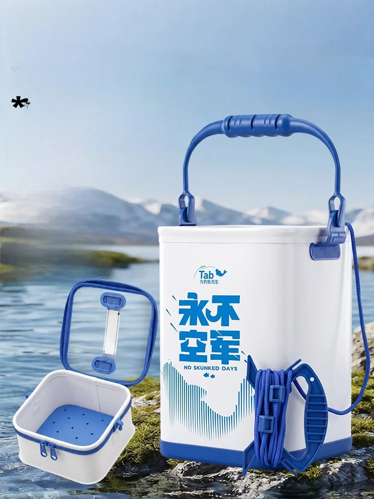 ポータブル釣り用魚バケツ-厚みのある活魚バケツ-水汲みバケツ-持ち運びが簡単-アウトドアキャンプ旅行用品-タブブランド