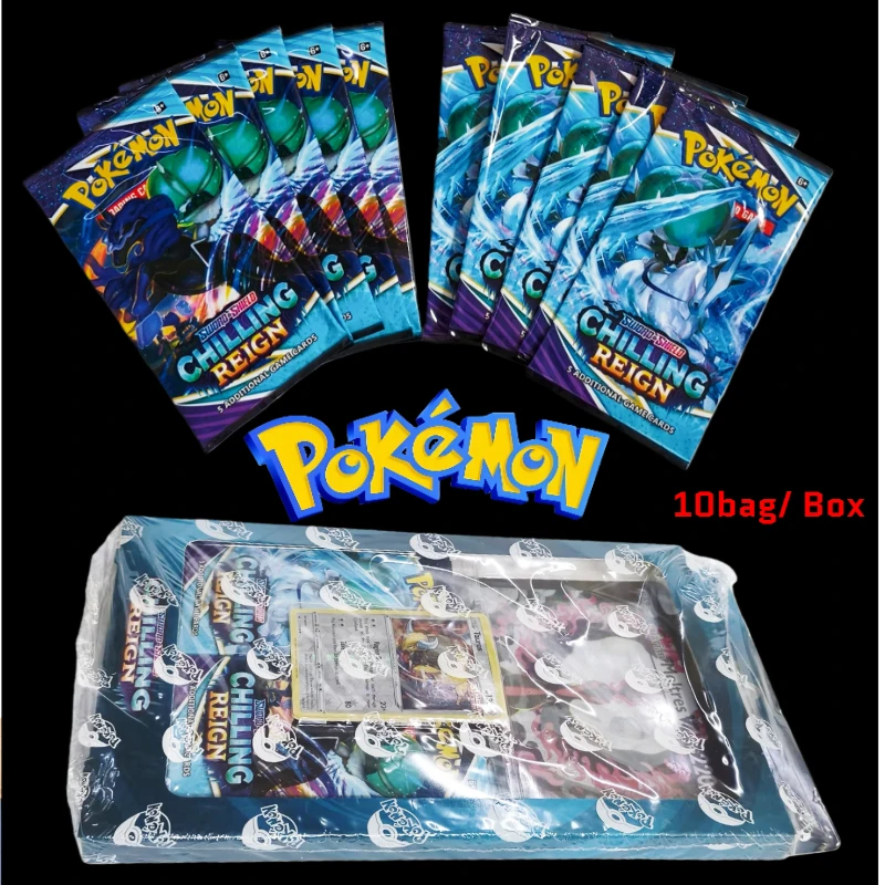 

10bags 50pcs Boxed Pokemon PTCG Booster Battle Transaction Card V Vmax Collection Card Toy Gift BattleTrainer Gift English
