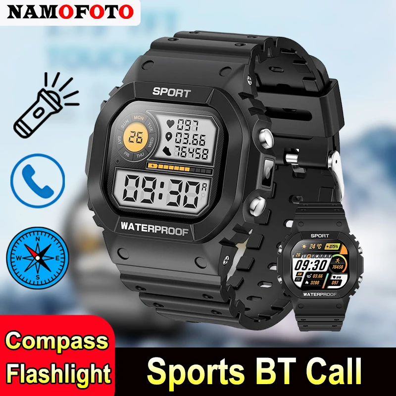 NAMOFOTO nuevo reloj inteligente Bluetooth llamada 1,75 ''100 + modos deportivos reloj inteligente SOS linterna LED brújula Monitor de ritmo cardíaco reloj
