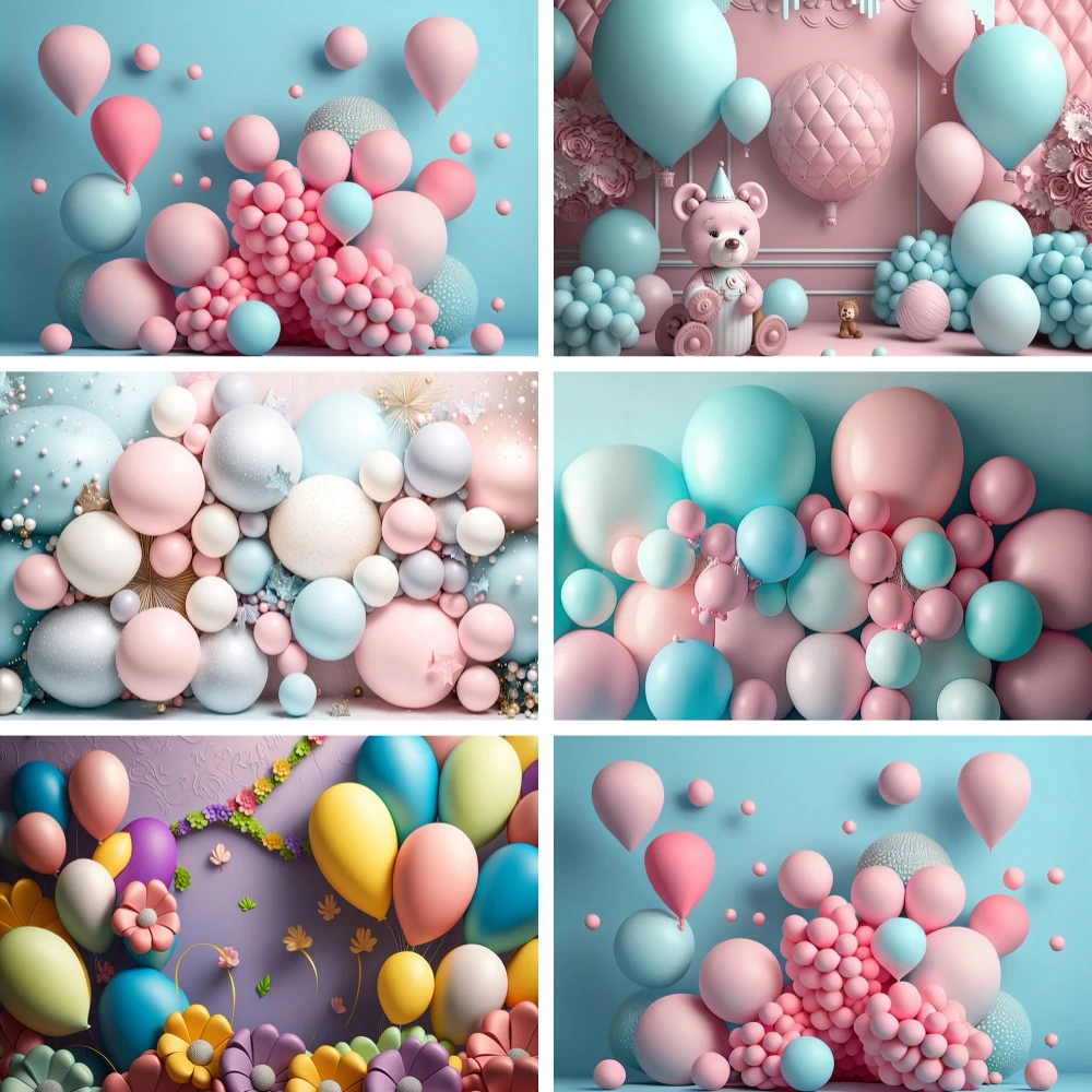 

Balloon Backgrounds for Photography Children Portrait Photo Shoot Banner Baby Shower Backdrop Cake Smash Decoration Photocall