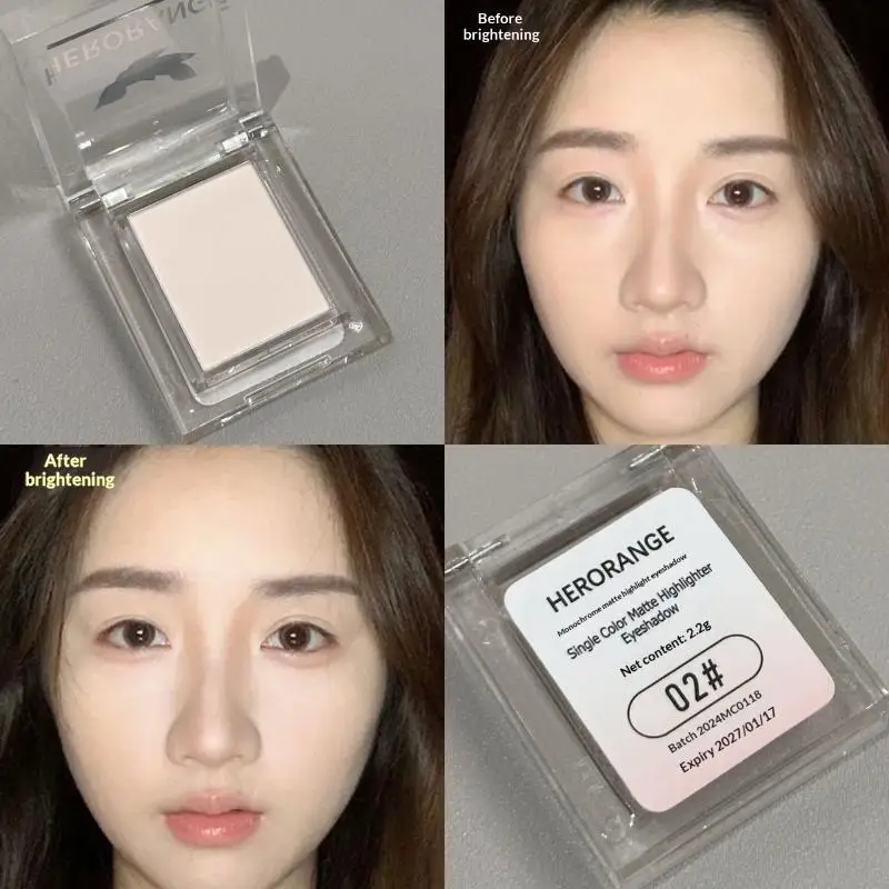 【Peace】HERORANGE Matte Monochrome Lidschatten-Palette Natural Light Highlighter Powder für empfindliche Augenkonturierung hellt auf