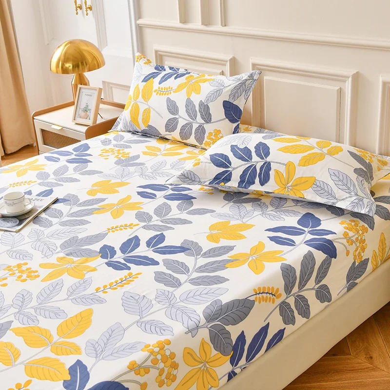 Flower Printed Fitted Bed Sheets Elastic Skin-friendly Bedsheet Bedroom Printed Bed Cover Постельное Бельё Набор Mattress Cover