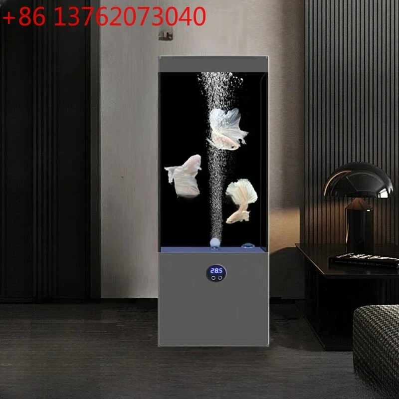 Vertical fish tank water-free self-circulation floor-to-ceiling bottom filter small integrated ecological tank viewing
