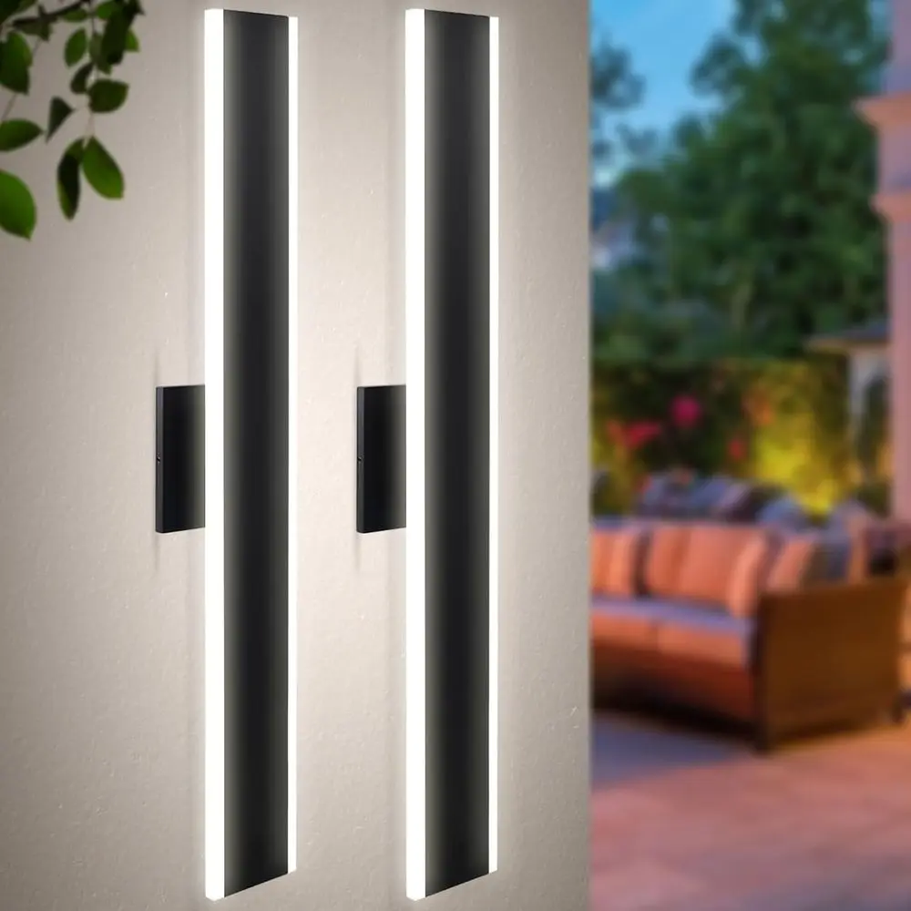 

2-Pack 36 30W LED Outdoor Wall Sconces, 2400 Lumens, 5CCT Adjustable, Dimmable, CRI 90, 120° Beam, 120-277V, ETL Listed, Black