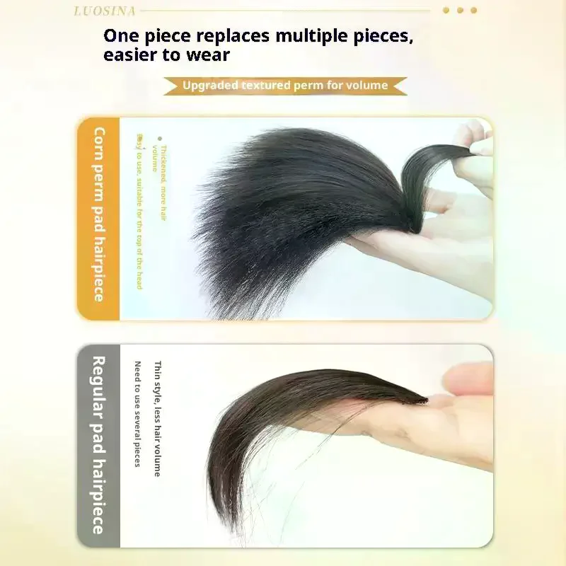 Invisible Synthetic Hair Piece Fluffy Natural Hair Extensions Corn Silk High Crown Topper Increase Sales Volume For Women